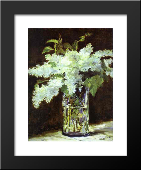 Lilac In A Glass 20x24 Black Modern Wood Framed Art Print Poster by Manet, Edouard
