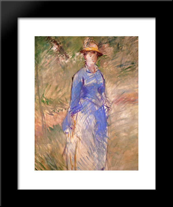 Young Woman In The Garden 20x24 Black Modern Wood Framed Art Print Poster by Manet, Edouard