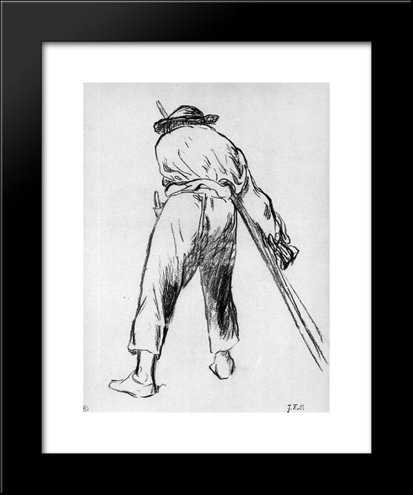 Sketch Of Moving Farmer 20x24 Black Modern Wood Framed Art Print Poster by Manet, Edouard