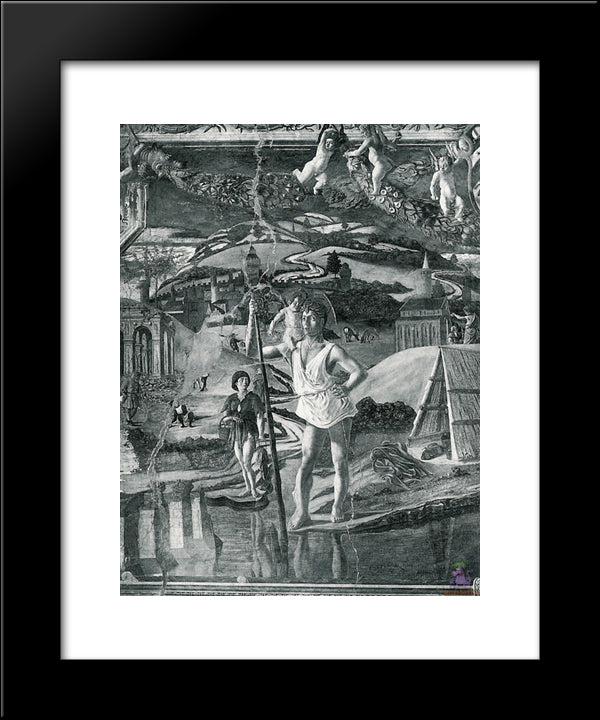 Scenes From The Life Of St.Christopher 20x24 Black Modern Wood Framed Art Print Poster by Mantegna, Andrea