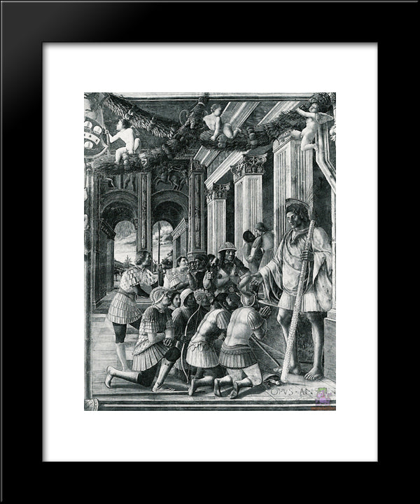 Scenes From The Life Of St.Christopher 20x24 Black Modern Wood Framed Art Print Poster by Mantegna, Andrea