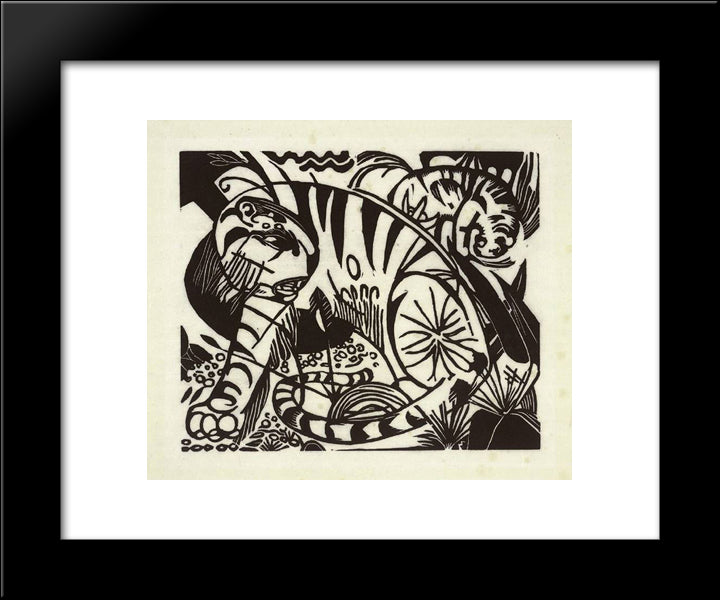 Tiger 20x24 Black Modern Wood Framed Art Print Poster by Marc, Franz