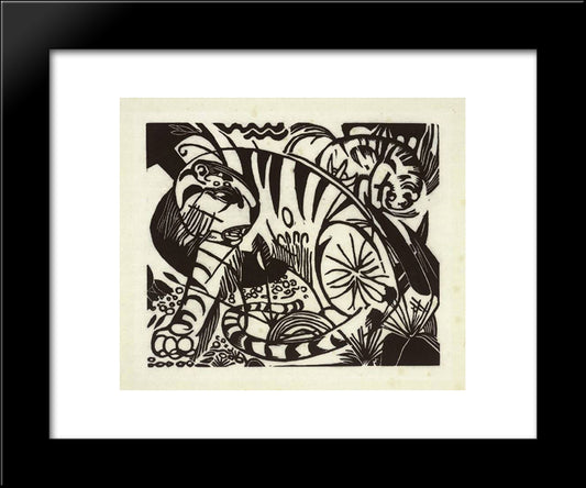 Tiger 20x24 Black Modern Wood Framed Art Print Poster by Marc, Franz