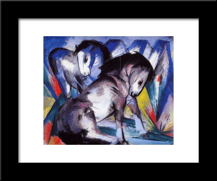 Two Horses 20x24 Black Modern Wood Framed Art Print Poster by Marc, Franz