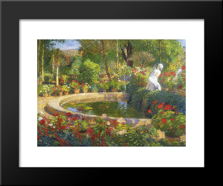Fountain In Marquayrol 20x24 Black Modern Wood Framed Art Print Poster by Martin, Henri