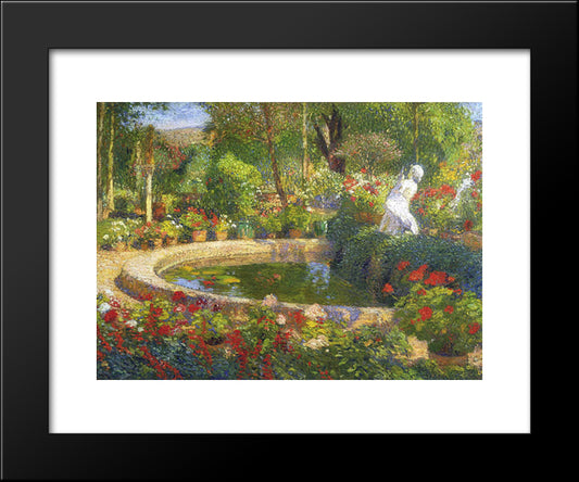 Fountain In Marquayrol 20x24 Black Modern Wood Framed Art Print Poster by Martin, Henri