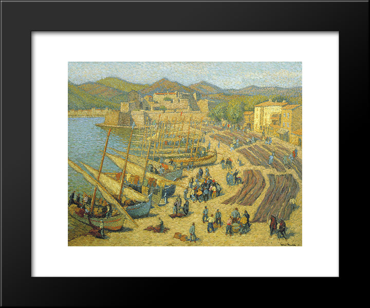 Fishing Boats At Collioure 20x24 Black Modern Wood Framed Art Print Poster by Martin, Henri