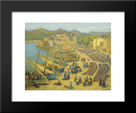 Fishing Boats At Collioure 20x24 Black Modern Wood Framed Art Print Poster by Martin, Henri