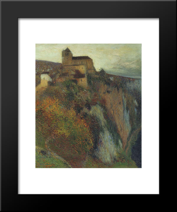 Saint-Cirq-Lapopie In Evening 20x24 Black Modern Wood Framed Art Print Poster by Martin, Henri