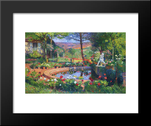 Fountain In The Park Marquayro 20x24 Black Modern Wood Framed Art Print Poster by Martin, Henri