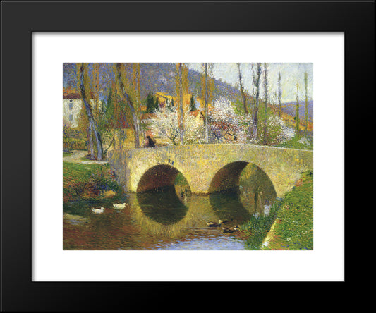 The Bridge At Labastide Du Vert In Spring 20x24 Black Modern Wood Framed Art Print Poster by Martin, Henri