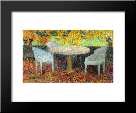 The Large Stone Table Under The Chestnut Street At Marquayrol 20x24 Black Modern Wood Framed Art Print Poster by Martin, Henri
