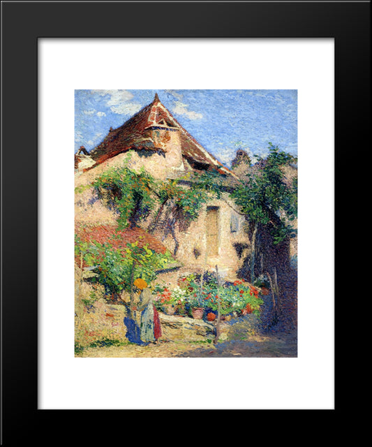 House And Garden At Saint-Cirq-Lapopie 20x24 Black Modern Wood Framed Art Print Poster by Martin, Henri