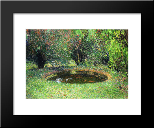 Marquayrol, Basin With Thujas 20x24 Black Modern Wood Framed Art Print Poster by Martin, Henri