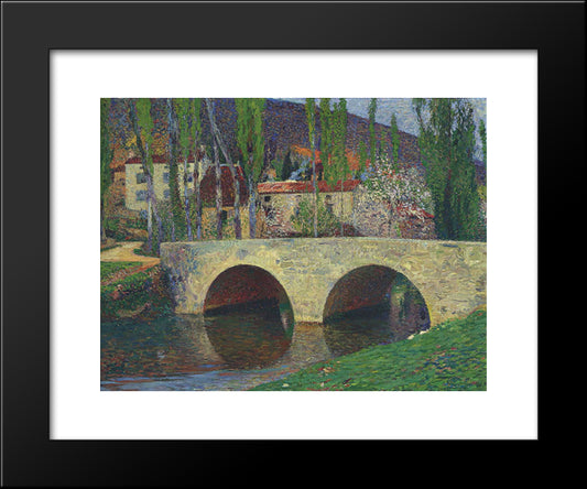 The Bridge At Labastide Du Vert 20x24 Black Modern Wood Framed Art Print Poster by Martin, Henri