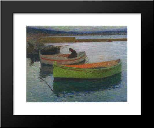 Fishing Boats At Collioure 20x24 Black Modern Wood Framed Art Print Poster by Martin, Henri