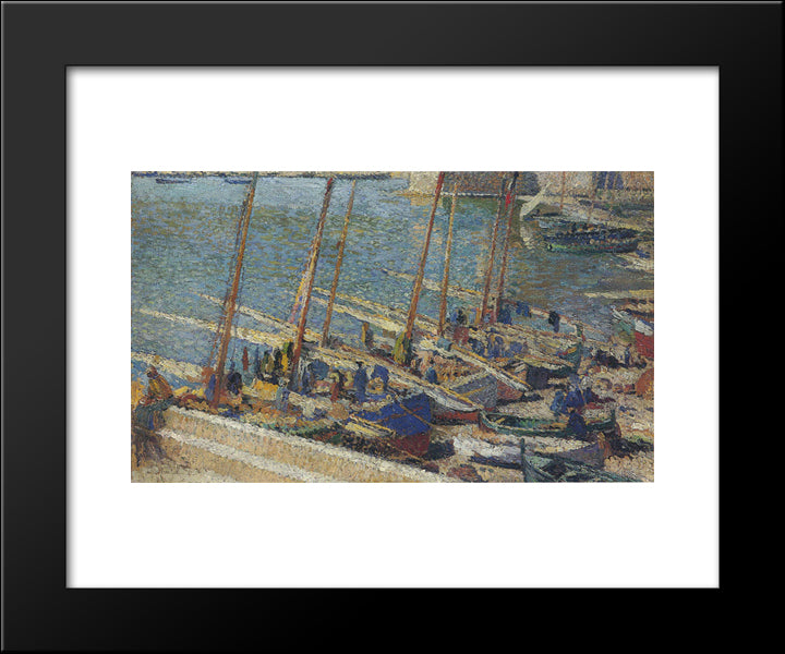 Boats In Port Collioure 20x24 Black Modern Wood Framed Art Print Poster by Martin, Henri