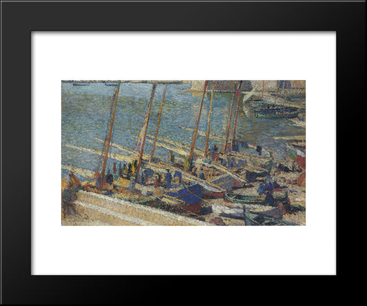 Boats In Port Collioure 20x24 Black Modern Wood Framed Art Print Poster by Martin, Henri