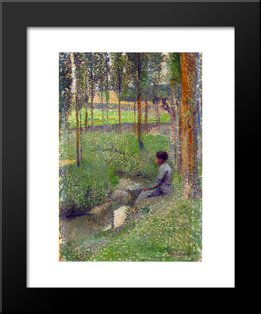 Woman At Edge Of Forest 20x24 Black Modern Wood Framed Art Print Poster by Martin, Henri