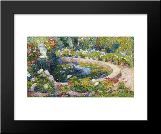Fountain In The Center Of The Park 20x24 Black Modern Wood Framed Art Print Poster by Martin, Henri