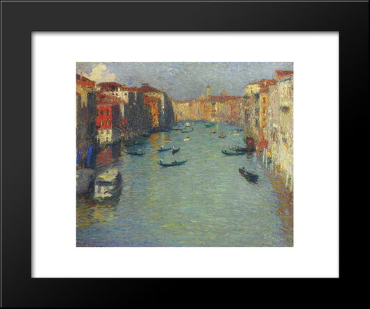 Gondolas On The Grand Canal In Venice 20x24 Black Modern Wood Framed Art Print Poster by Martin, Henri