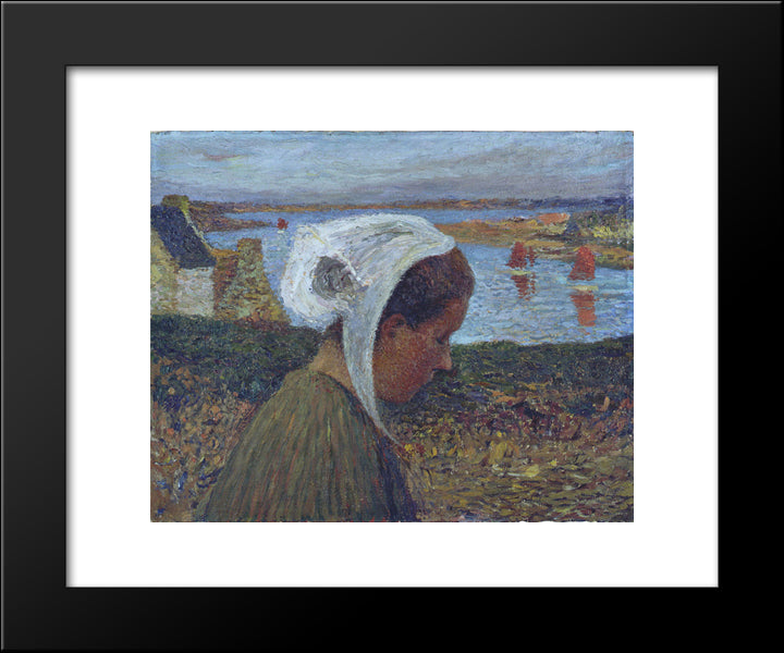 Young Breton At The Seaside 20x24 Black Modern Wood Framed Art Print Poster by Martin, Henri
