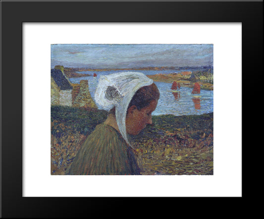 Young Breton At The Seaside 20x24 Black Modern Wood Framed Art Print Poster by Martin, Henri