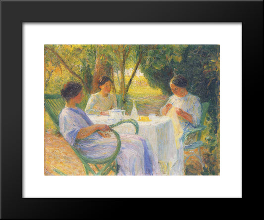 Young Women In Garden In Marquayrol 20x24 Black Modern Wood Framed Art Print Poster by Martin, Henri