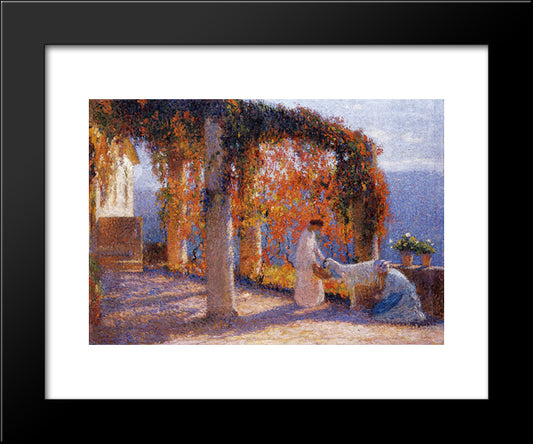Young Women In Terrace 20x24 Black Modern Wood Framed Art Print Poster by Martin, Henri