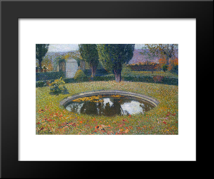 Fountain In Marquayrol 20x24 Black Modern Wood Framed Art Print Poster by Martin, Henri