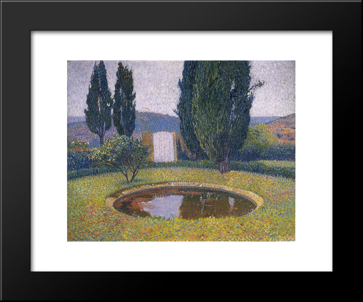 Fountain In Marquayrol 20x24 Black Modern Wood Framed Art Print Poster by Martin, Henri