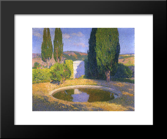 Fountain In Summer 20x24 Black Modern Wood Framed Art Print Poster by Martin, Henri