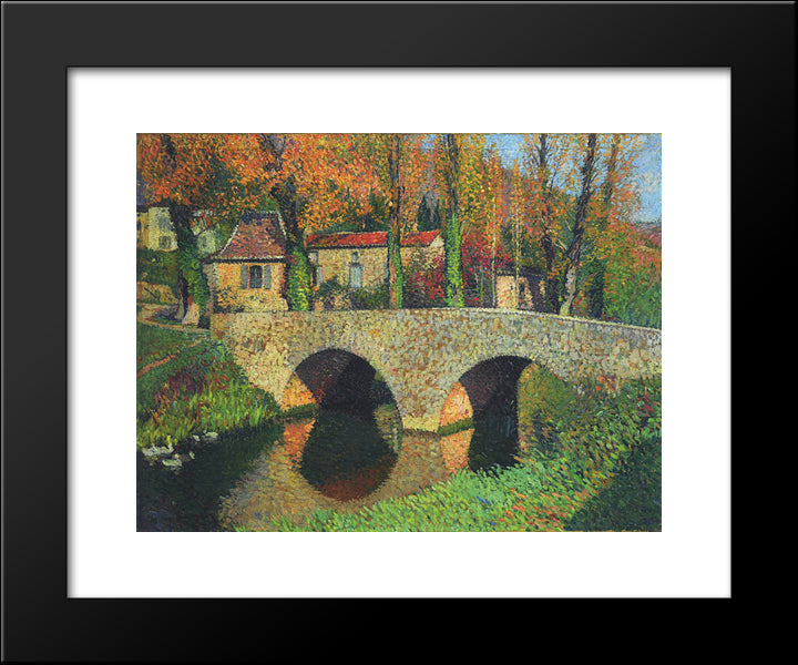The Bridge In Labastide Du Vert 20x24 Black Modern Wood Framed Art Print Poster by Martin, Henri