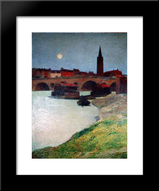 The New Bridge And Dalbade 20x24 Black Modern Wood Framed Art Print Poster by Martin, Henri