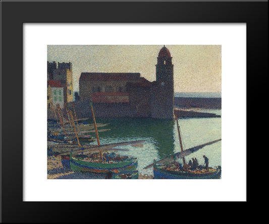 The Port Of Collioure 20x24 Black Modern Wood Framed Art Print Poster by Martin, Henri