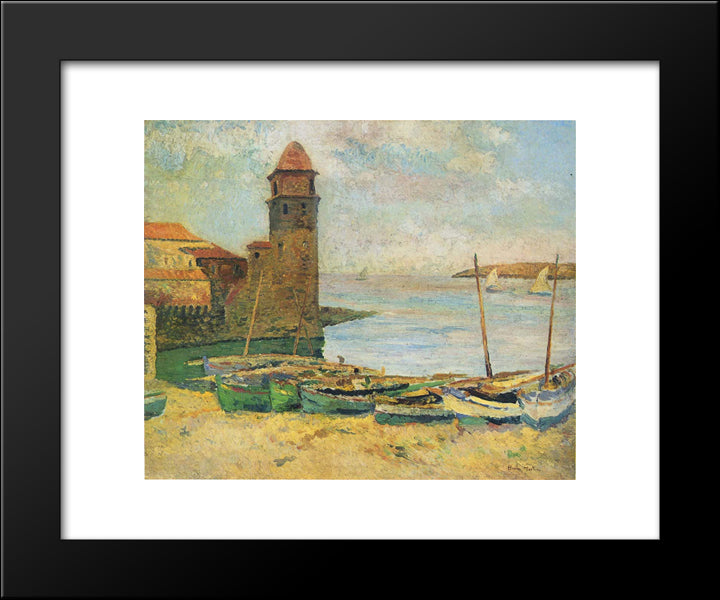 The Port Of Collioure 20x24 Black Modern Wood Framed Art Print Poster by Martin, Henri