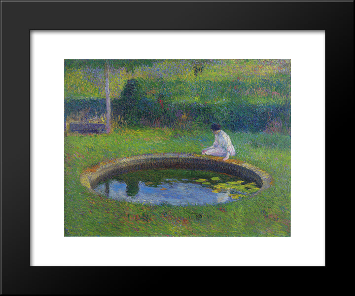 Madame Martin By The Pool In Marquayrol 20x24 Black Modern Wood Framed Art Print Poster by Martin, Henri