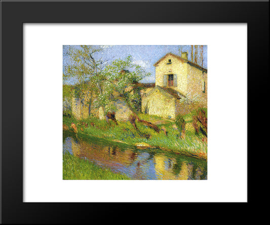 House On Stream 20x24 Black Modern Wood Framed Art Print Poster by Martin, Henri