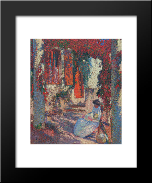 Mother And Child In The Garden 20x24 Black Modern Wood Framed Art Print Poster by Martin, Henri