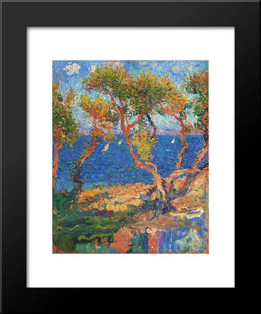 Olive Trees By The Sea 20x24 Black Modern Wood Framed Art Print Poster by Martin, Henri