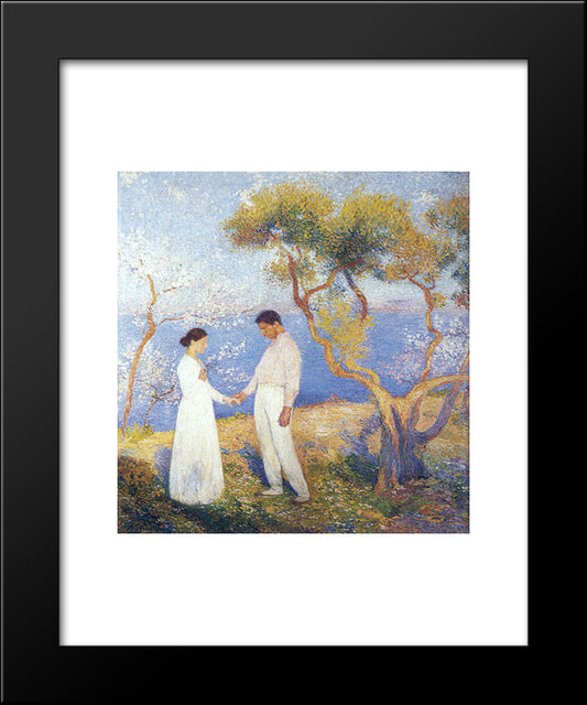 Landscape With Couple 20x24 Black Modern Wood Framed Art Print Poster by Martin, Henri