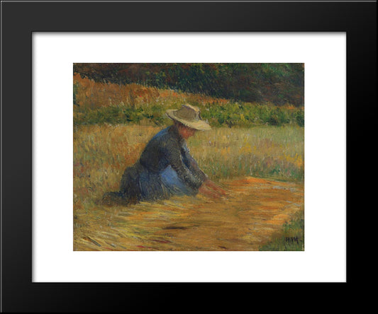 Peasant Woman In The Fields 20x24 Black Modern Wood Framed Art Print Poster by Martin, Henri