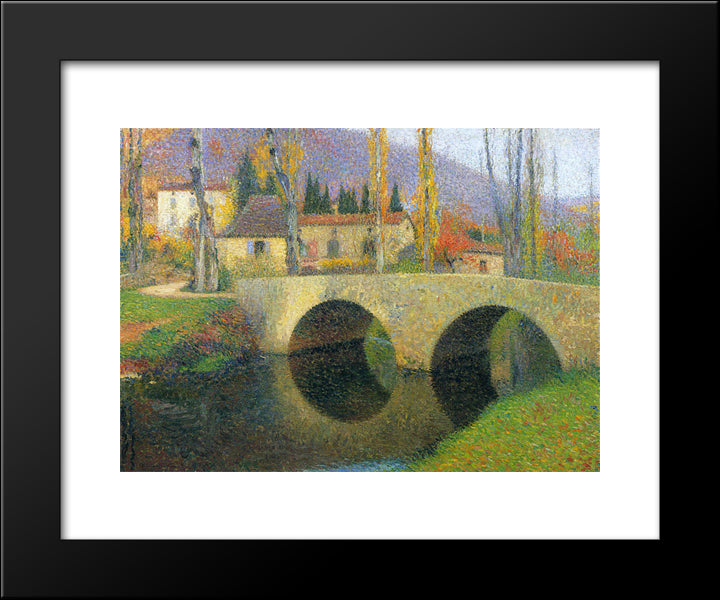 The Bridge In Labastide Du Vert 20x24 Black Modern Wood Framed Art Print Poster by Martin, Henri