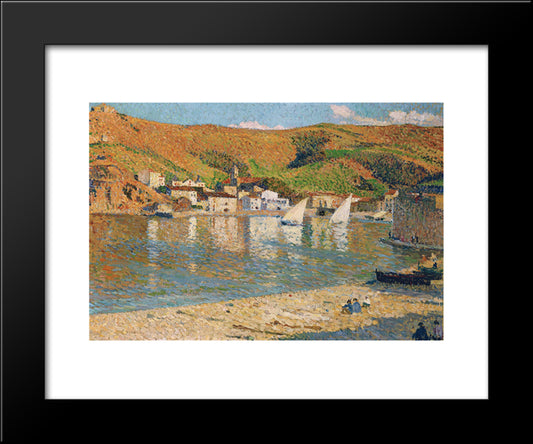 Port Collioure 20x24 Black Modern Wood Framed Art Print Poster by Martin, Henri