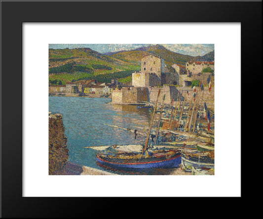 Port Collioure 20x24 Black Modern Wood Framed Art Print Poster by Martin, Henri