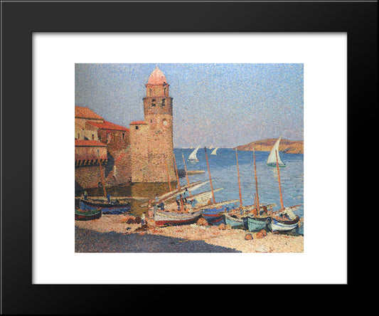 Port Collioure 20x24 Black Modern Wood Framed Art Print Poster by Martin, Henri