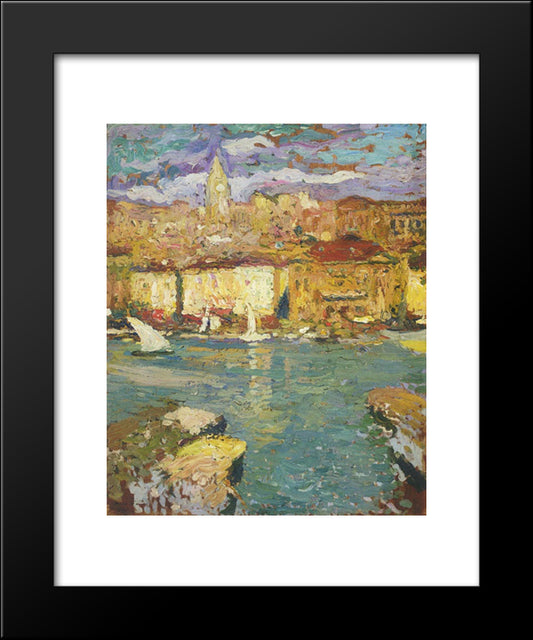 Port Of Marseille 20x24 Black Modern Wood Framed Art Print Poster by Martin, Henri