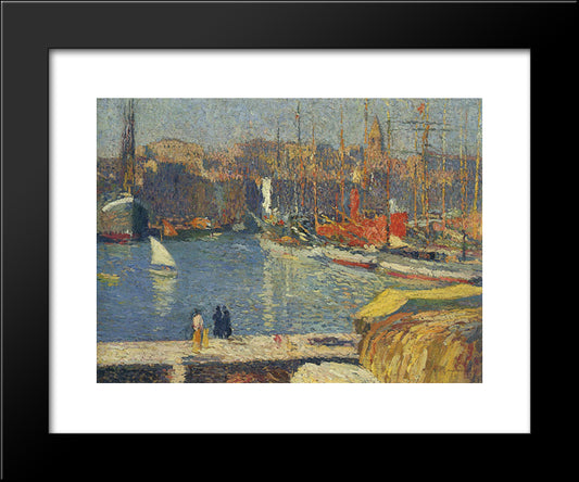 Port Of Marseille 20x24 Black Modern Wood Framed Art Print Poster by Martin, Henri