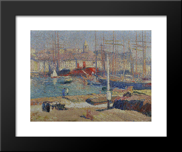 Port Of Marseille 20x24 Black Modern Wood Framed Art Print Poster by Martin, Henri