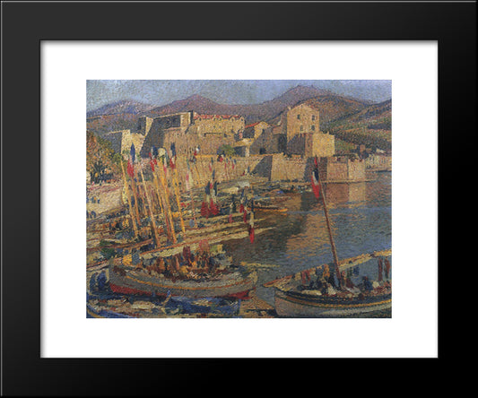 July 14 In Collioure 20x24 Black Modern Wood Framed Art Print Poster by Martin, Henri